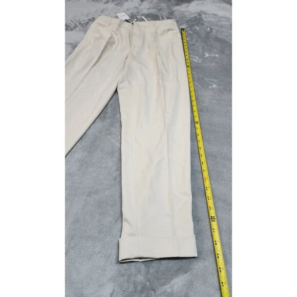 REISS Brighton Relaxed Drawstring Trousers Turn-Ups Ecru Size 32 NWT